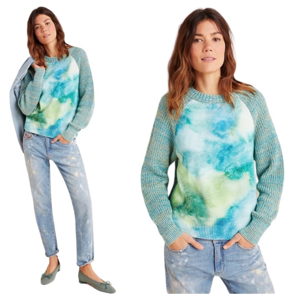 Anthropologie Sweaters - Anthropologie Watercolor Knit Colorful Sweater Size Medium
